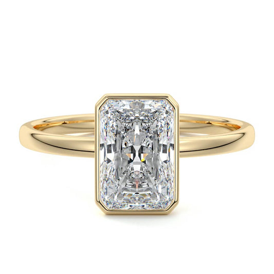 Moana radiant bezel lab grown diamond engagement ring in yellow gold by Nura Lab New Zealand