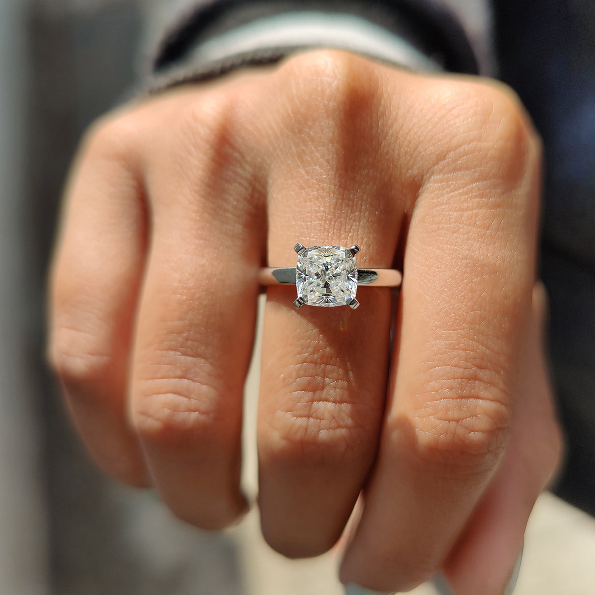 Odette Nell - Solitaire Setting Cushion Cut Engagement Ring