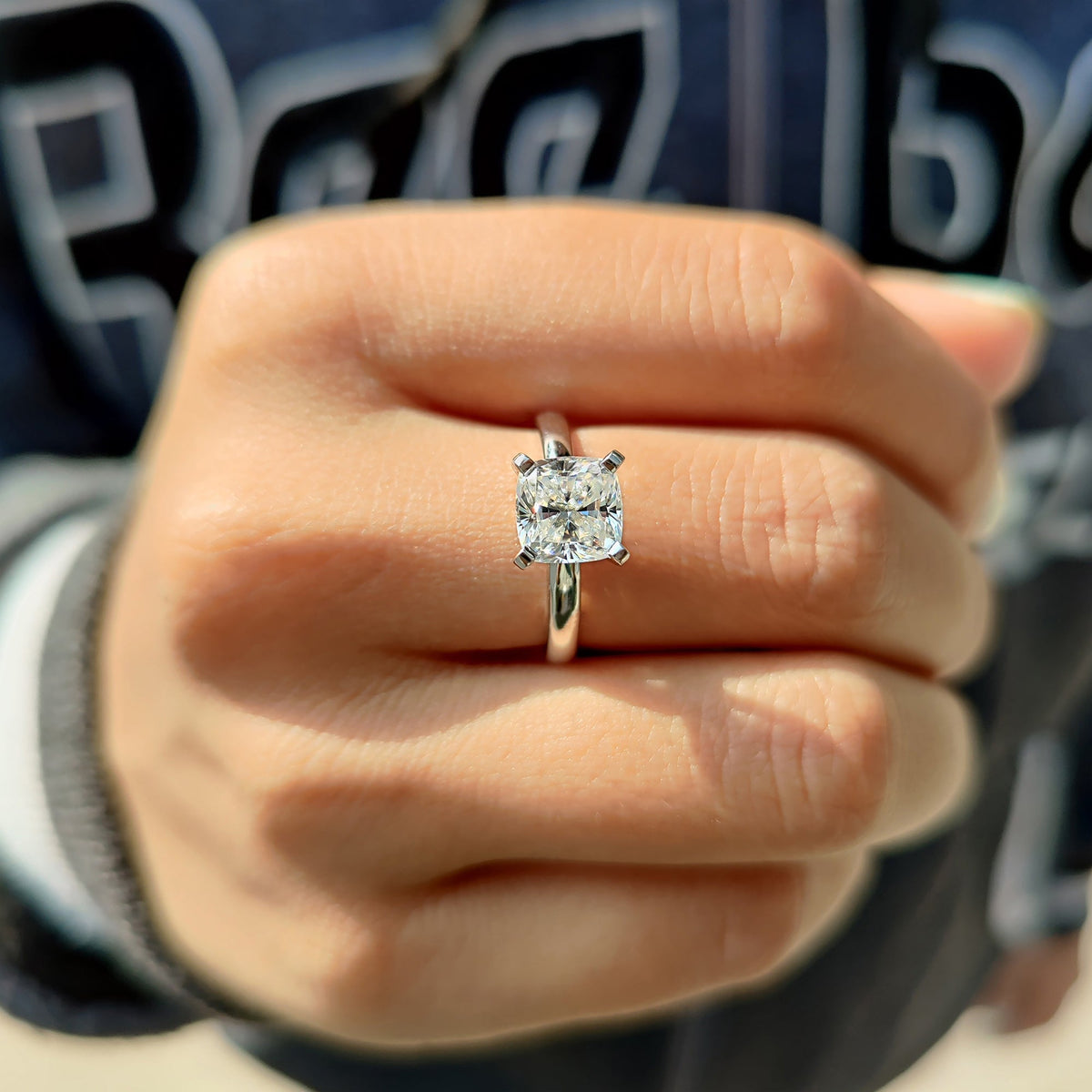 Odette Nell - Solitaire Setting Cushion Cut Engagement Ring
