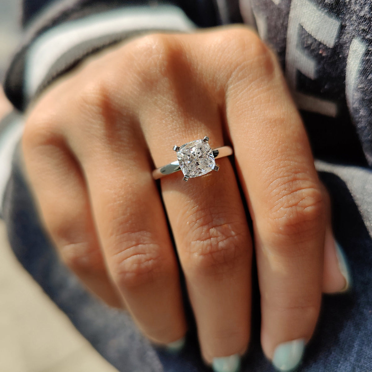 Odette Nell - Solitaire Setting Cushion Cut Engagement Ring