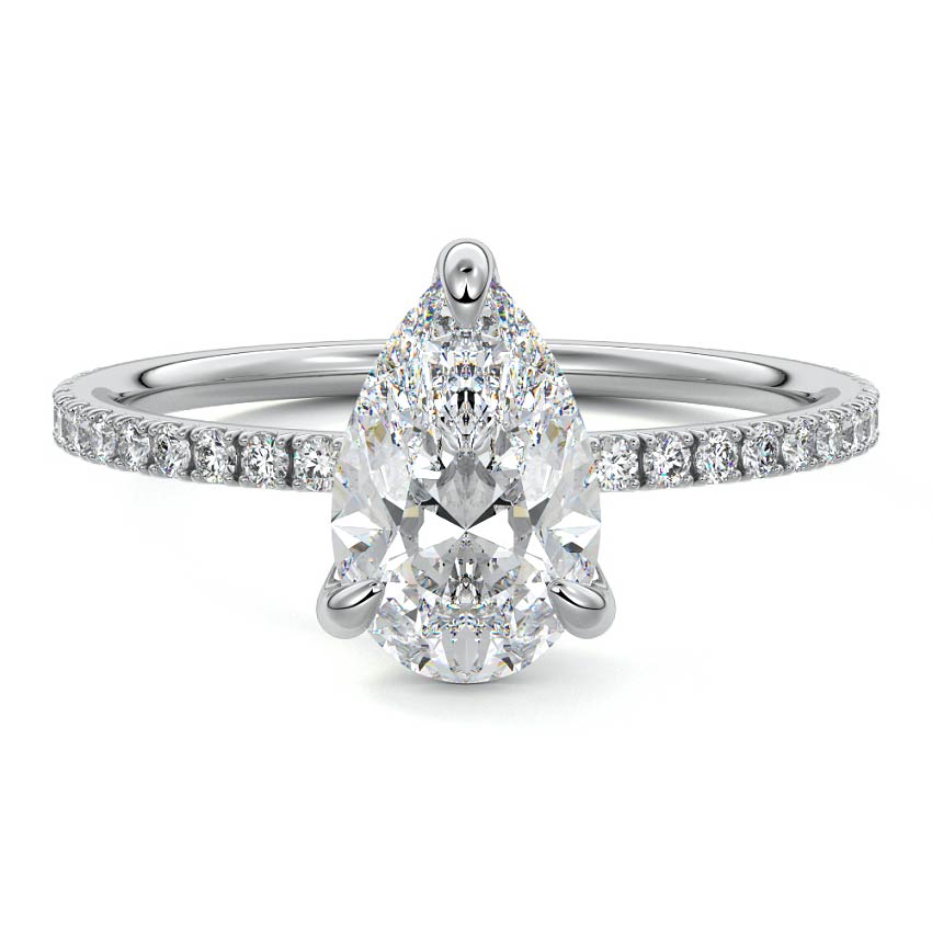 Molly pear pavé lab grown diamond engagement ring in yellow gold by Nura Lab New Zealand