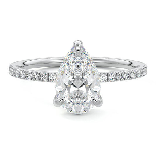 Molly pear pavé lab grown diamond engagement ring in yellow gold by Nura Lab New Zealand