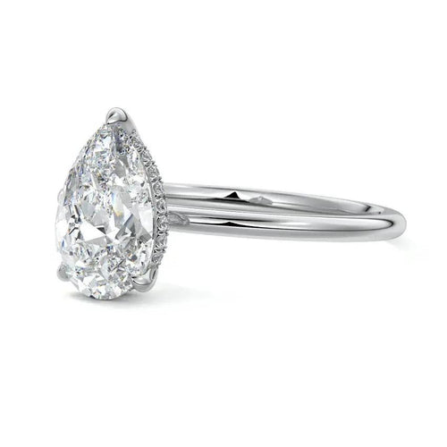 Pear Cut Solitaire Engagement Ring in White Gold – Nura Lab New Zealand