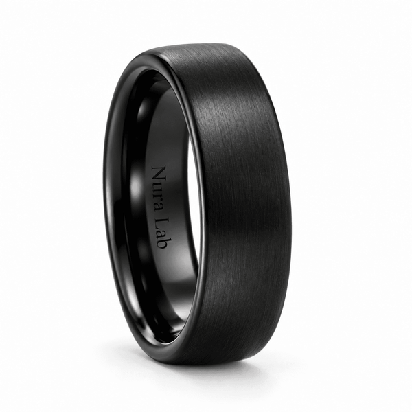 Nura II - Black Titanium Wedding Ring for Men & Women – 6mm or 8mm Comfort Fit