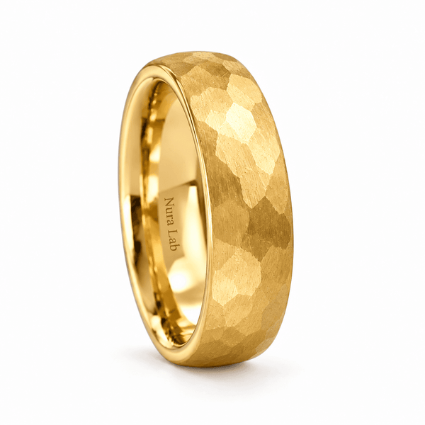 Nura III - Golden Tungsten Wedding Ring for Men & Women Scratch Resistant Comfort Fit Band