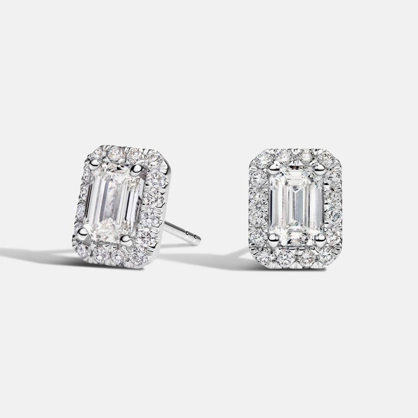 Olivia Stud Halo Lab-Grown Princess Cut Diamond Earrings - Raphana Jewellery