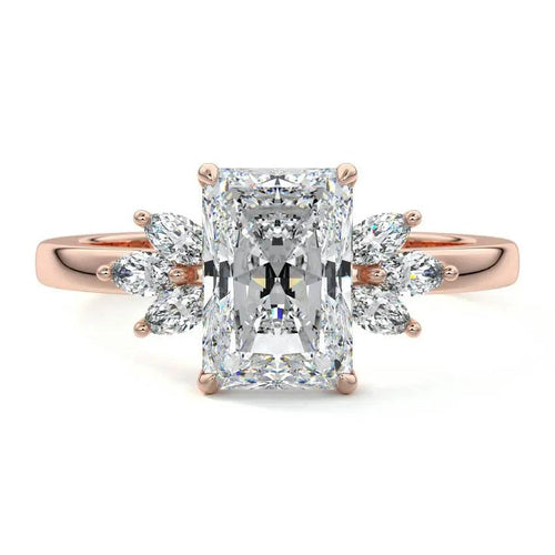 Nura Lab Michael Hill NZ Radiant Cut Unique Diamond Engagement Ring in 18K rose gold with lab-grown diamond