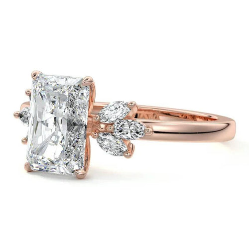Nura Lab Michael Hill NZ Radiant Cut Unique Diamond Engagement Ring in 18K rose gold with lab-grown diamond