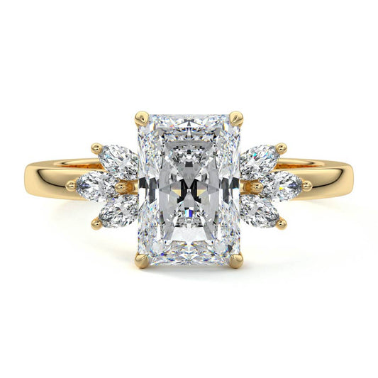 Nura Lab Michael Hill Radiant Cut Unique Diamond Engagement Ring in 18K yellow gold with lab-grown diamond