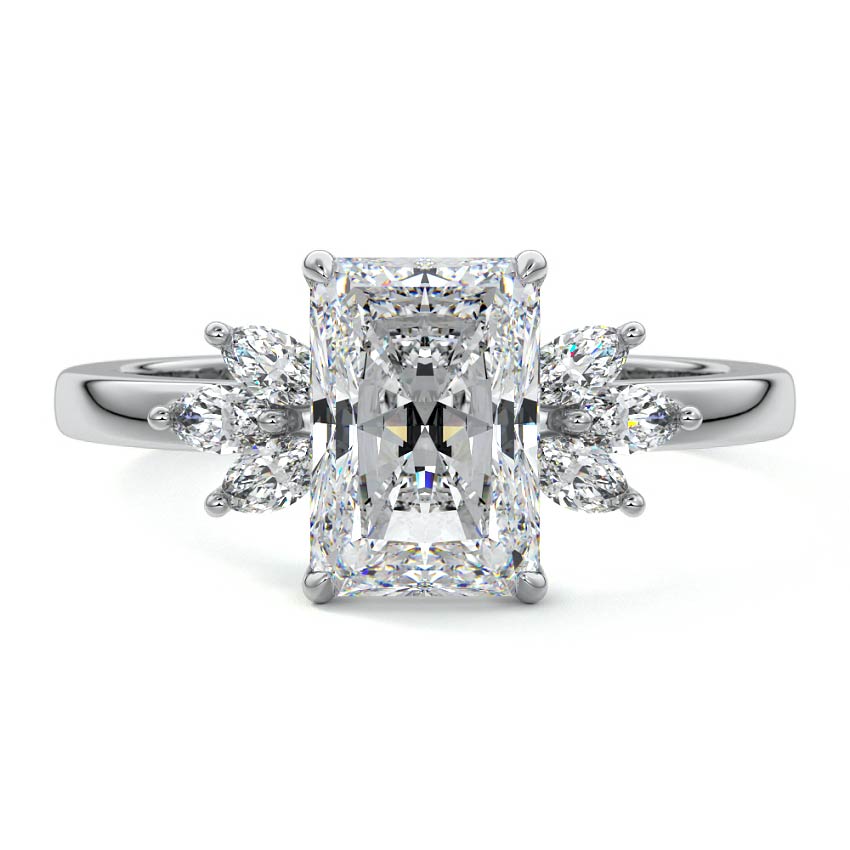 Nura Lab Michael Hill NZ Radiant Cut Unique Diamond Engagement Ring in platinum with lab-grown diamond
