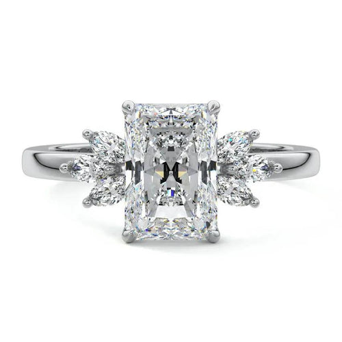 Nura Lab Michael Hill NZ Radiant Cut Unique Diamond Engagement Ring in platinum with lab-grown diamond