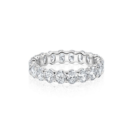 3 carat oval eternity anniversary band ring in 14K yellow gold — lab-grown diamonds F VS