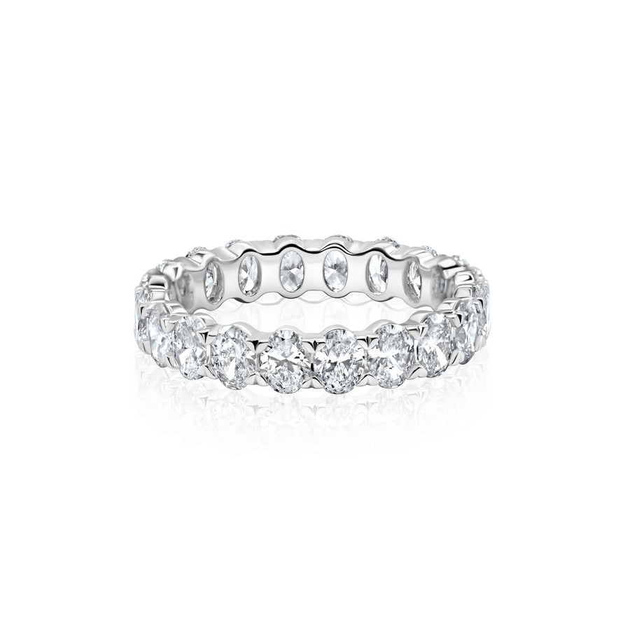 3 carat oval eternity anniversary band ring in 14K yellow gold — lab-grown diamonds F VS