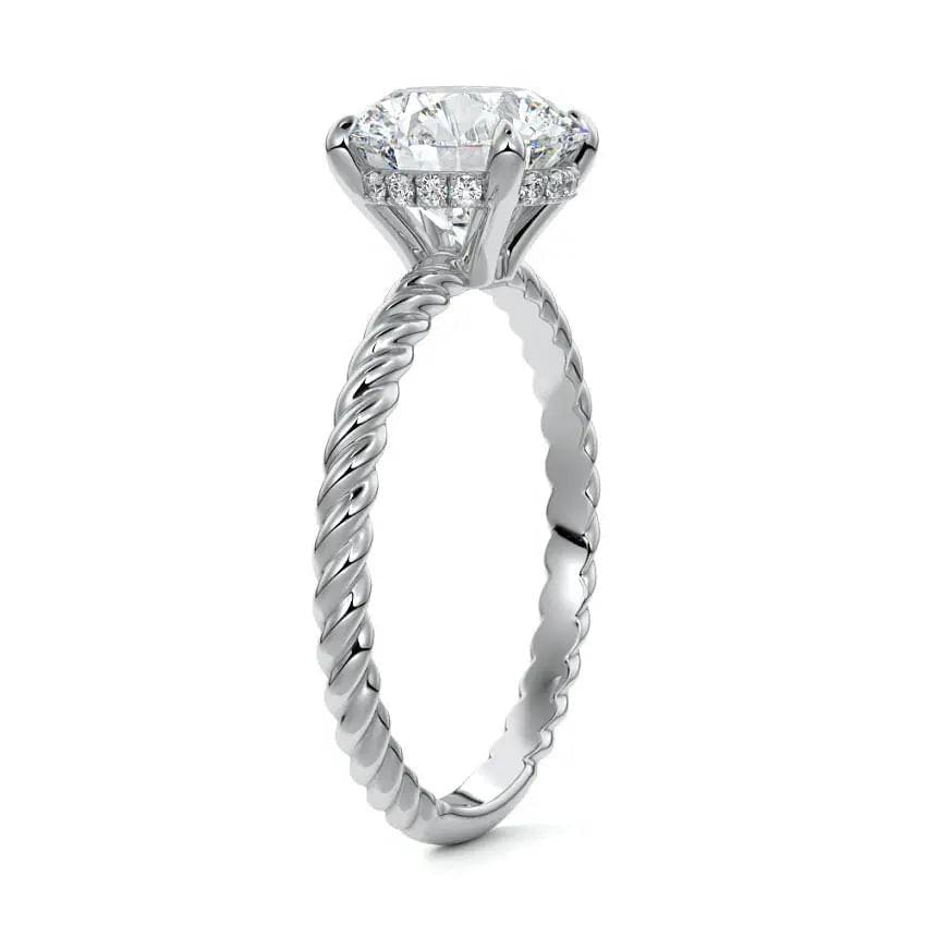 Polly - Round Rope Twist Lab Grown Diamond Unique Engagement Ring - image 8
