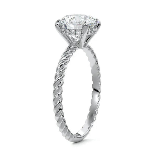 Polly - Round Rope Twist Lab Grown Diamond Unique Engagement Ring - image 8