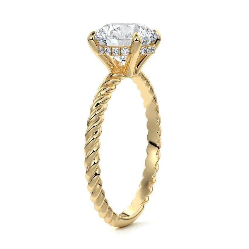 Polly - Round Rope Twist Lab Grown Diamond Unique Engagement Ring - image 3