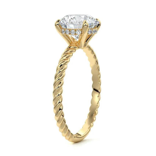 Polly - Round Rope Twist Lab Grown Diamond Unique Engagement Ring - image 3