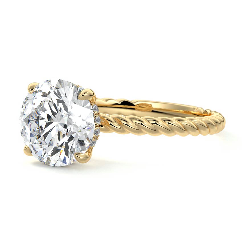 round brilliant diamond rope twist band in yellow gold