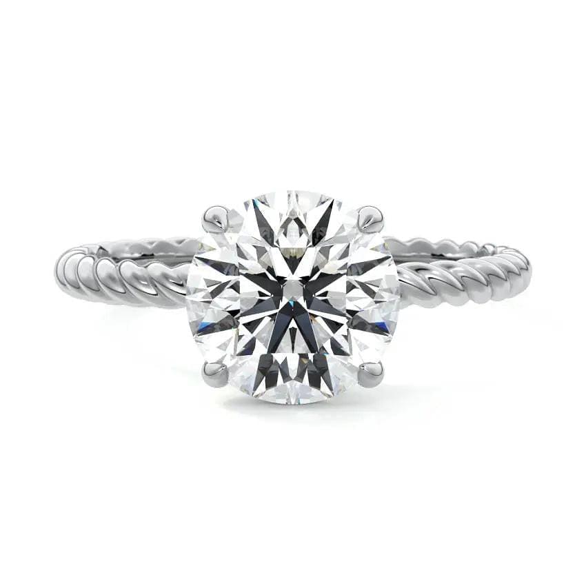 Polly - Round Rope Twist Lab Grown Diamond Unique Engagement Ring - image 6