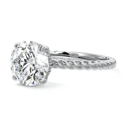 Polly - Round Rope Twist Lab Grown Diamond Unique Engagement Ring - image 7