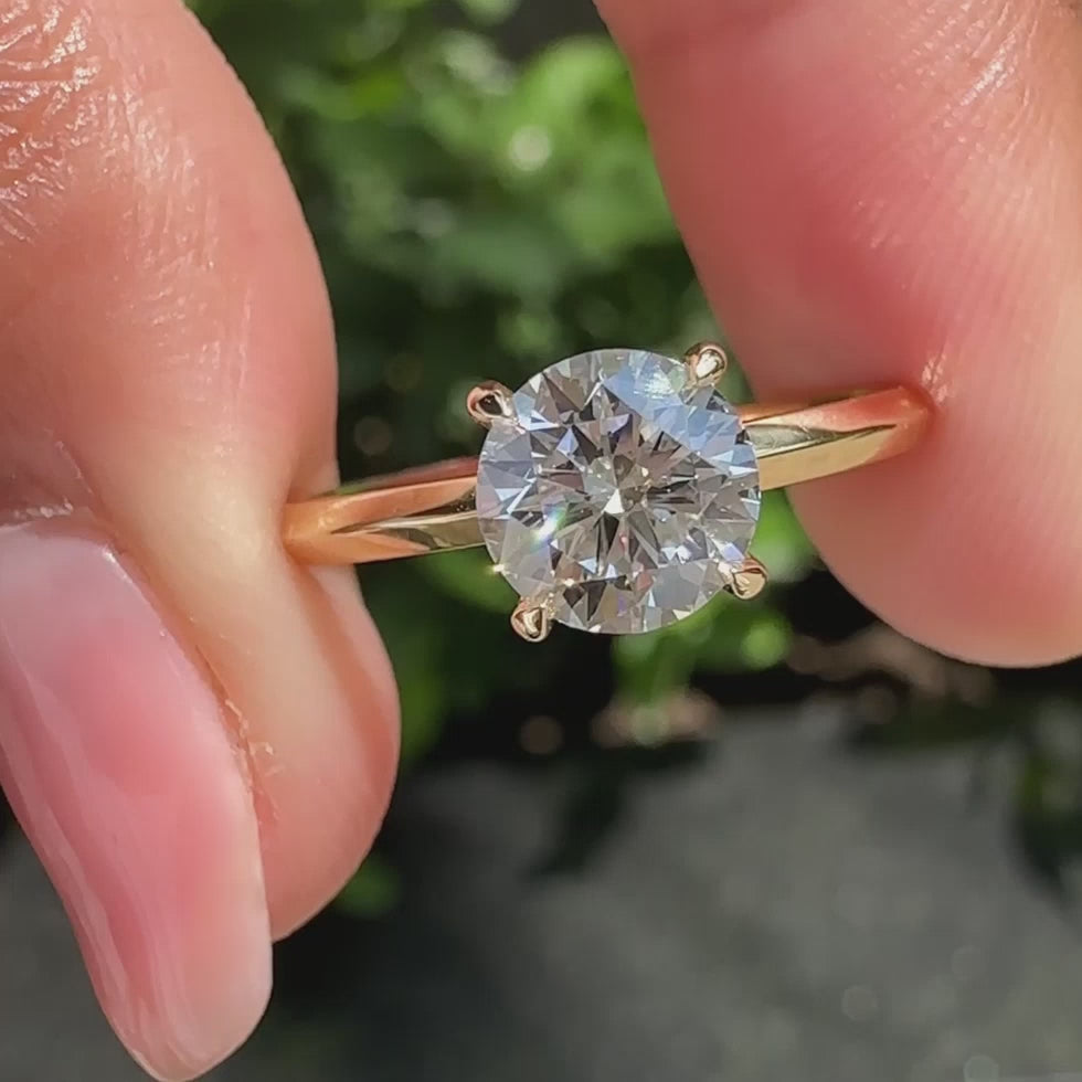 Cordelia Pearl - Round Diamond Engagement Ring With knife edge shank style - product video