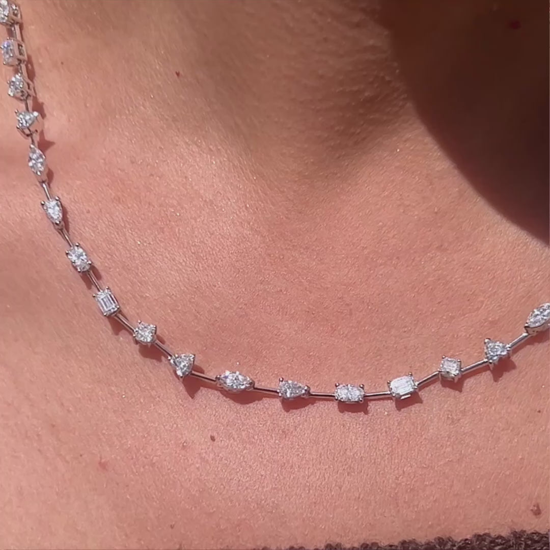 10 Carat Lab-Grown Diamond Multi-Shape Tennis Necklace.
