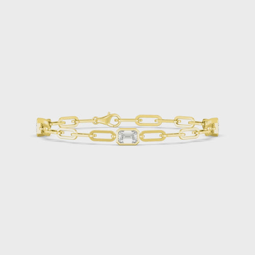 Lumi lab grown diamond bracelet video in yellow gold