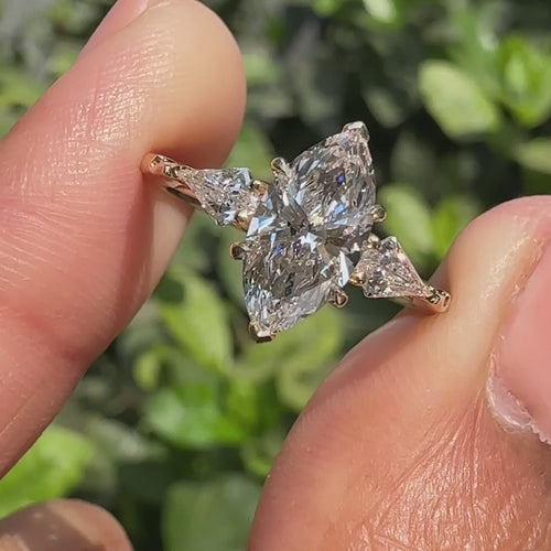 Rosalie Belle - Vintage Style Marquise Diamond Ring with Basket Filigree Details - product video