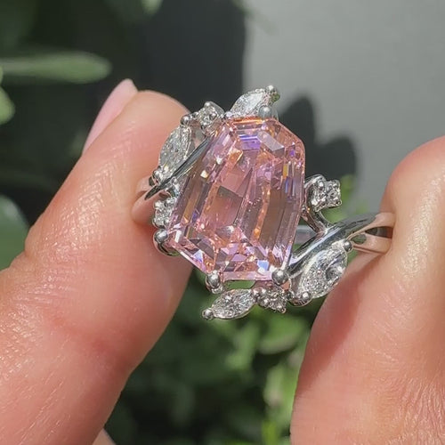 Amara Anne - Shield Cut Pink Gemstone Bypass Engagement Ring - product video