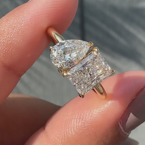 Violette Joy - 2 Stone Engagement Ring With Pear And Radiant Diamond - product video