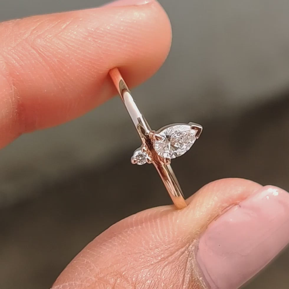 Anouk Jane - 2 Stone Engagement Ring With Pear and Round Diamond - product video