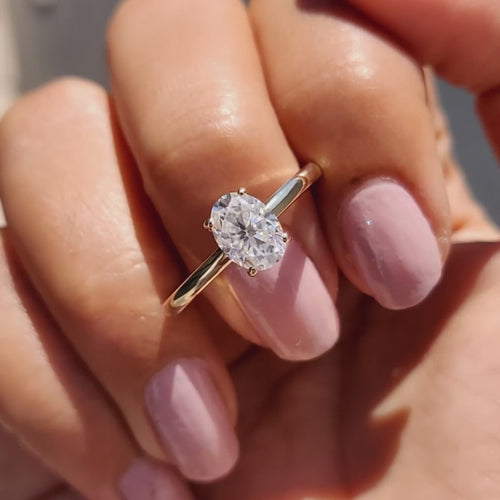 Solene Pearl - Oval Cut Moissanite Ring In Solitaire Style - product video