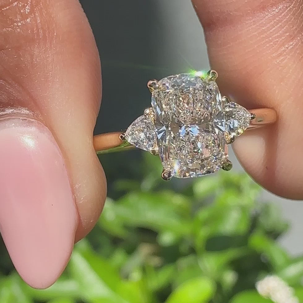 Amara Jane - Elongated Cushion Cut Engagement Ring With Cathedral Setting - product video