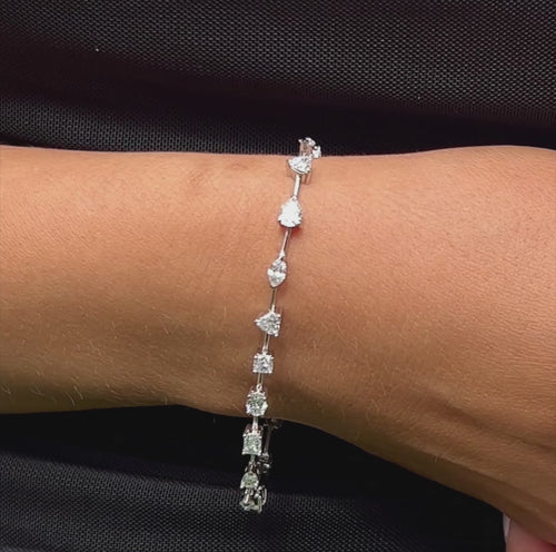 14K White Gold Lab-Created Multi-Shape Tennis Bracelet.