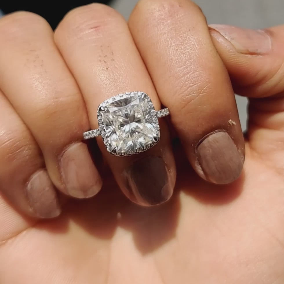 Noelle Mae - Cushion Cut Engagement Ring In Halo Style - product video
