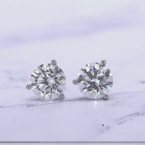 Martini - 3-Prong Lab-Grown Diamond Stud Earrings.