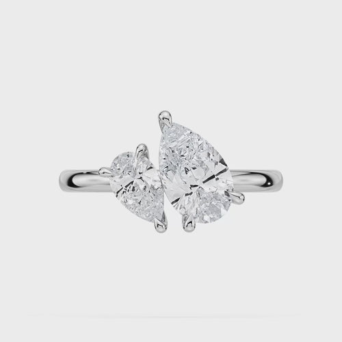 Iris - Pear Toi et Moi Lab Grown Diamond Engagement Ring.