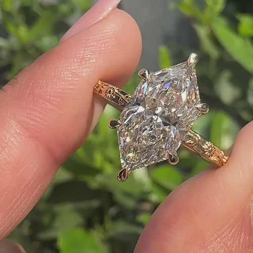 Rosalie June - Nature Inspired Dutch Marquise Engagement Ring in Sunflower Design - product video