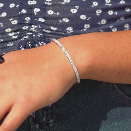 2.50 Carat Flex Bangle Bracelet 14K White Gold.
