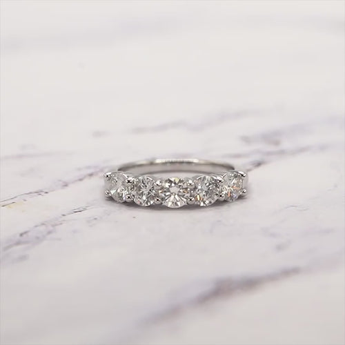2 Carat Round 5-Stone Anniversary Band Ring.