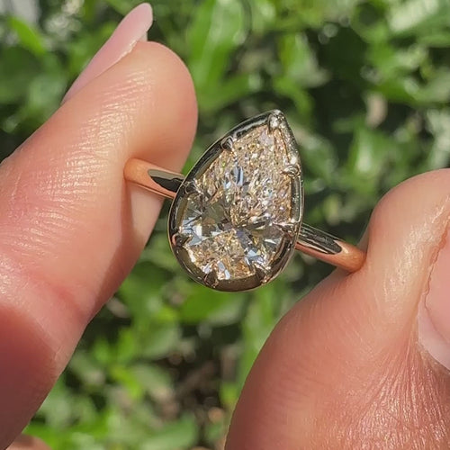Vivienne Louise - Pear Cut Diamond Ring in Bezel Type Prong Setting - product video