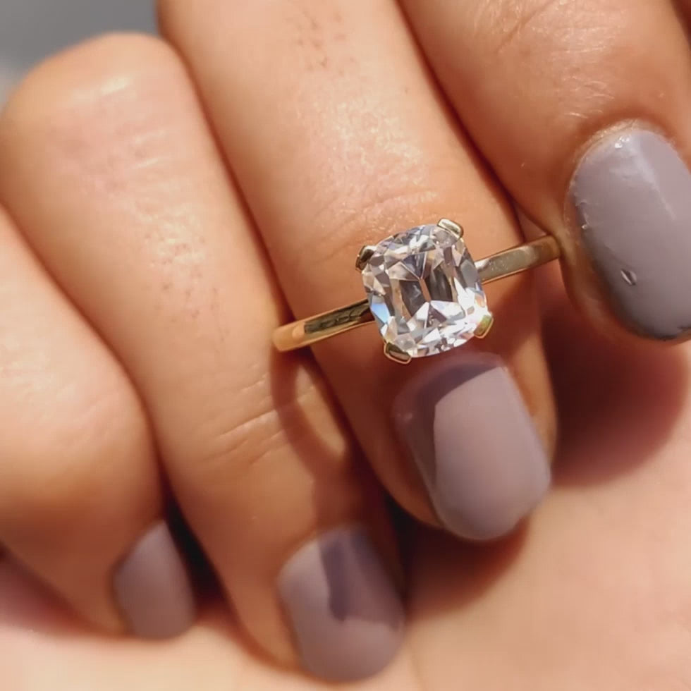 Marielle Fern - Cushion Old Mine Cut Solitaire Engagement Ring - product video