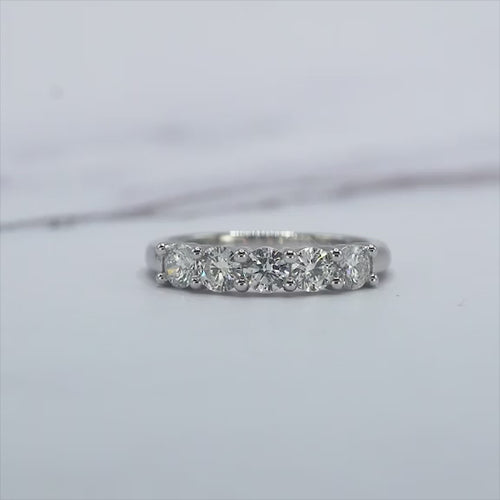 1.5 Carat Round 5-Stone Anniversary Band Ring.