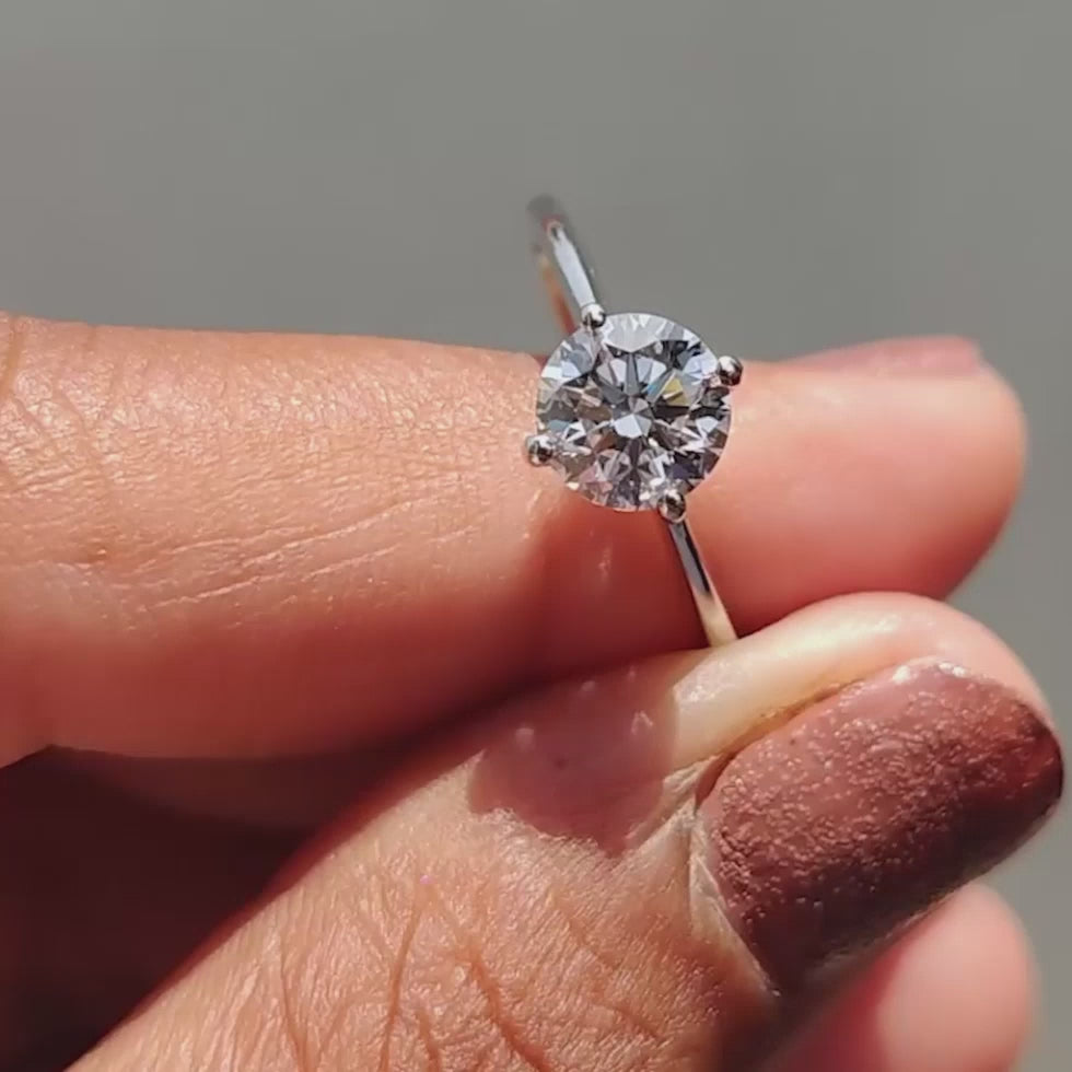 Clarissa Belle - Round Solitaire Engagement Ring With Tapered Shank Design - product video