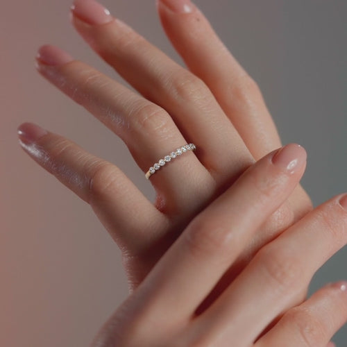 Sasha - Half Eternity Wedding Band Round Cut Moissanite.
