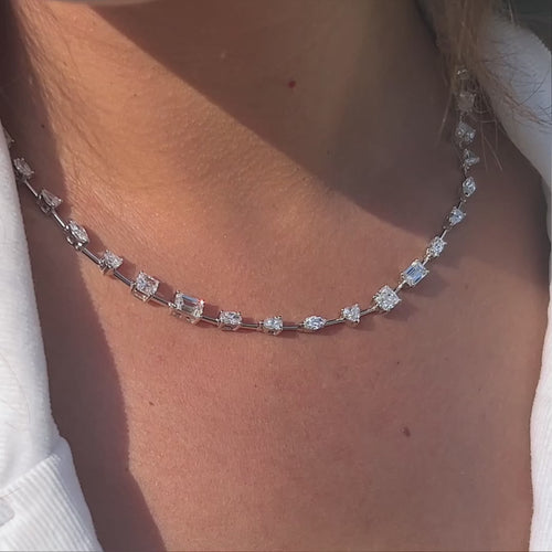 15 Carat Lab-Grown Diamond Multi-Shape Tennis Necklace.