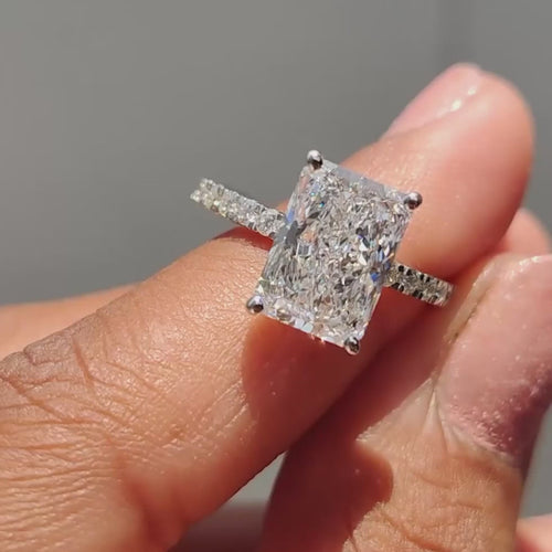 Anouk Fern - Radiant Cut Ring In Pave Setting - product video
