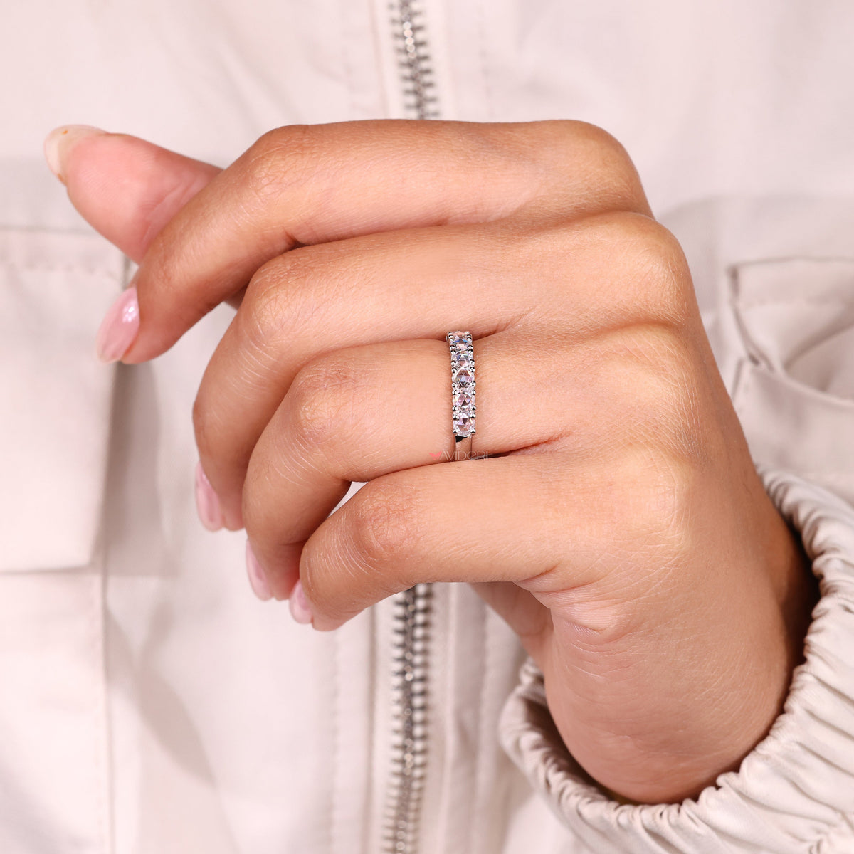 White gold wedding band offers rich warmth with a classic and smooth finish.
