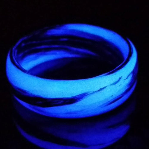 Orion XIV - Carbon Fiber Men's Wedding Ring with Purple Glow Marbled Design - view 5 - Nura Lab