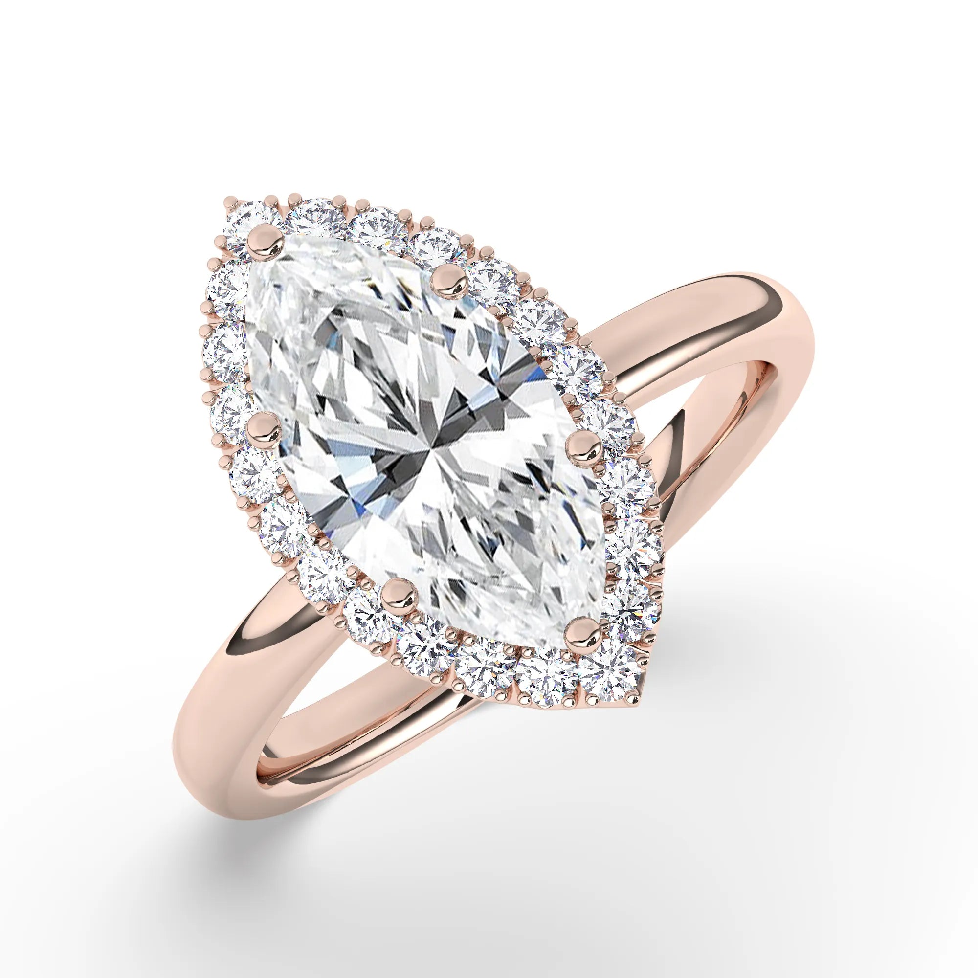 Sharon - Marquise Halo Engagement Ring